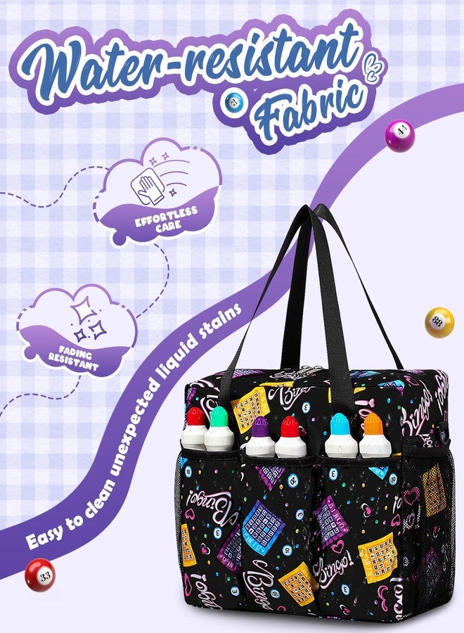FOKDUVB Bingo Bag with Pockets for Daubers Dabbers Dobbers Dotters Casino Bingo Game Accessories for Adults Seniors Black - Image 5